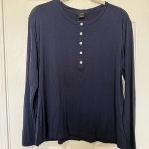 J. Crew Women Navy Long Sleeve Henley Shirt NWOT